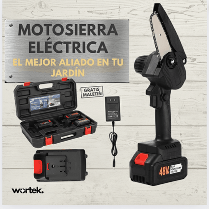 Mini Motosierra de Mano Portátil Recargable + MALETÍN + 2 BATERÍAS